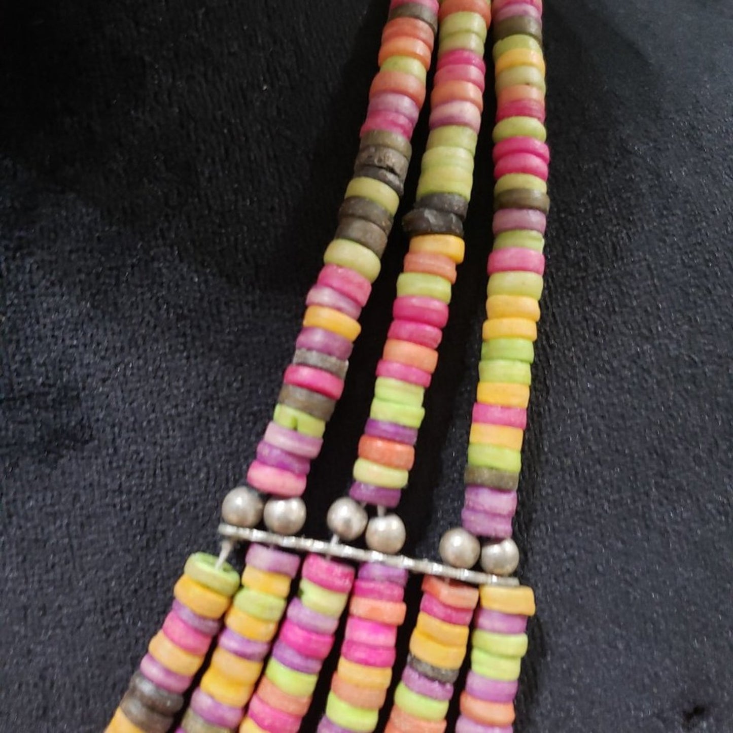 Women Fashion Boho Ethnic Style Multistrand Multicolor Beaded Necklace w/ Lobste