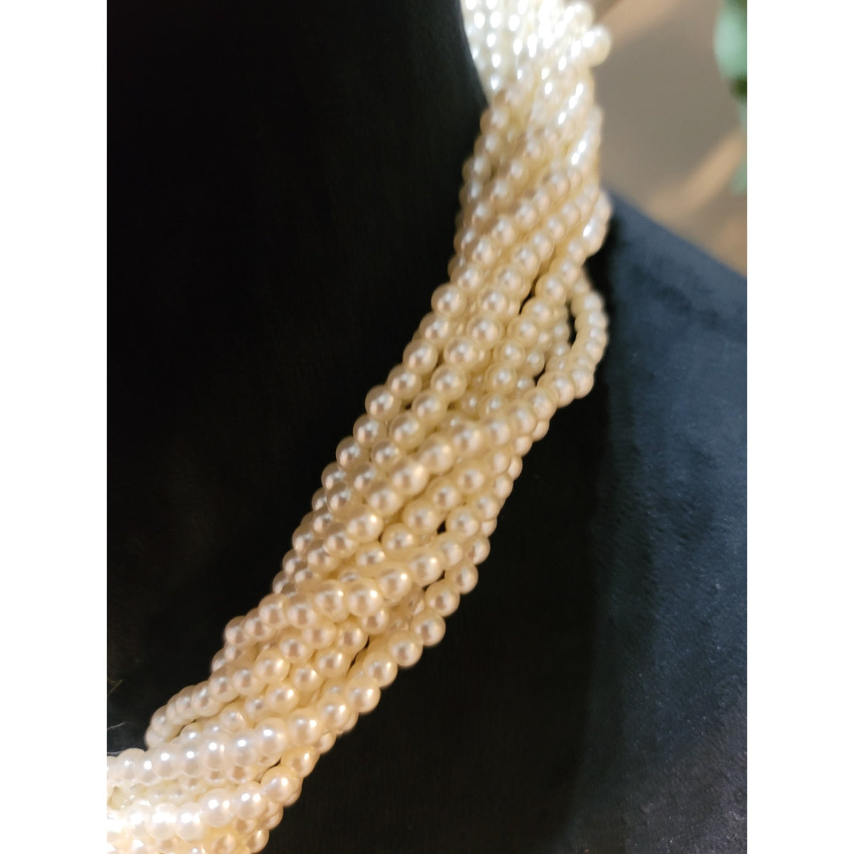 Women's Multi Strand Pearl Necklace With Cameo Pendant And Lobster Clasp Lock