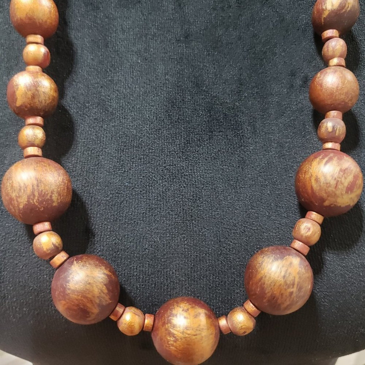 Womens Boho Ethnic Style Brown Color Chunky Wooden Beaded Long Necklace