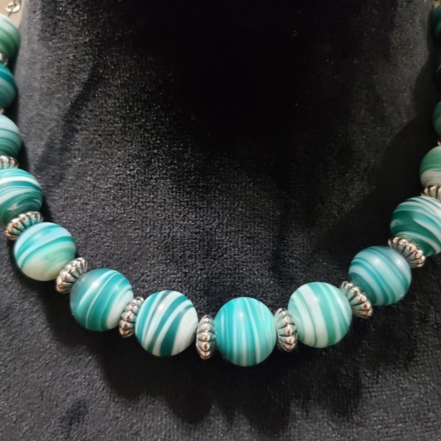 Women's Blue & Gold Round Shape Beaded Statement Lobster Clasp Necklace