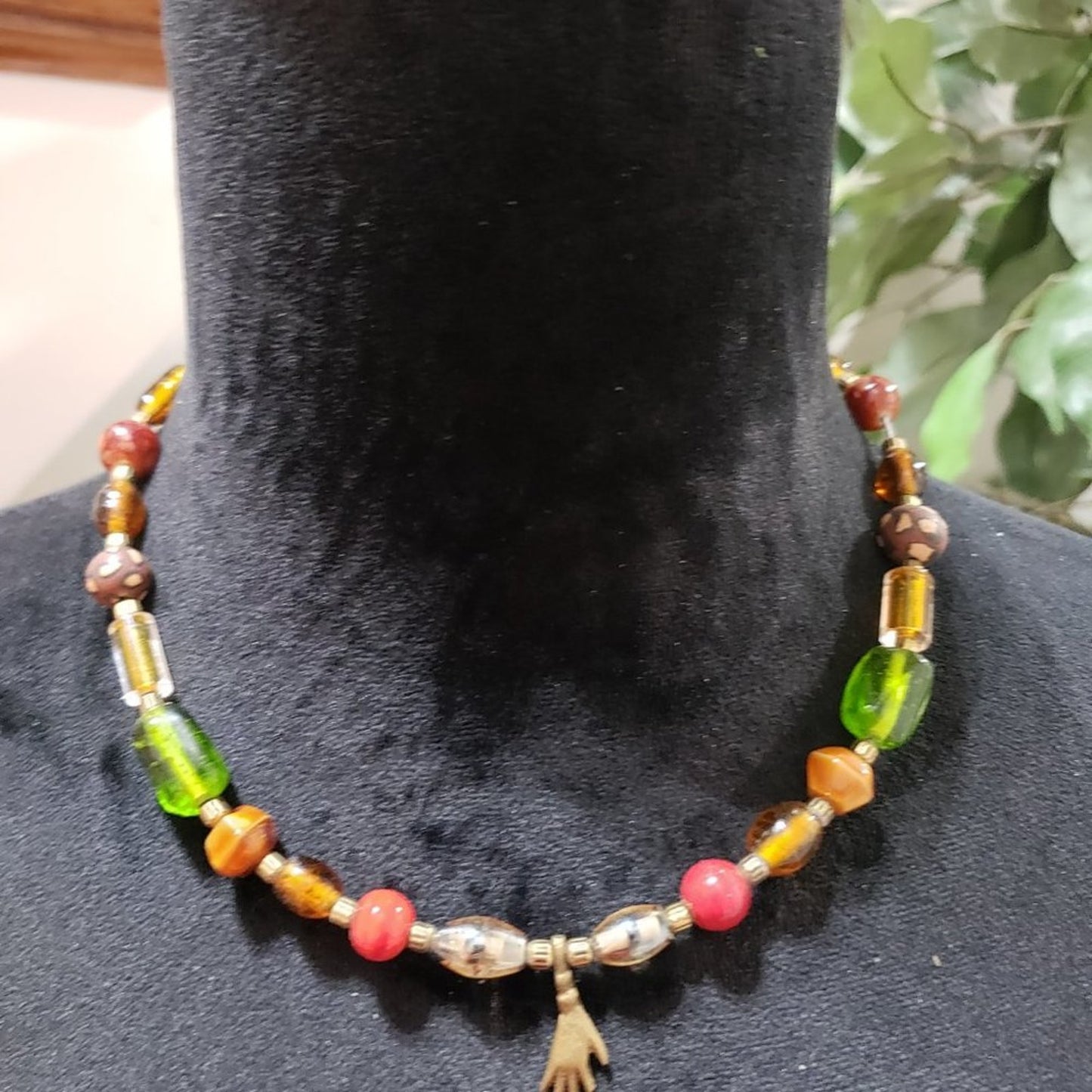 Womens Fashion Multi Color Rhinestones Beaded Charm Necklace with Lobster Clasp