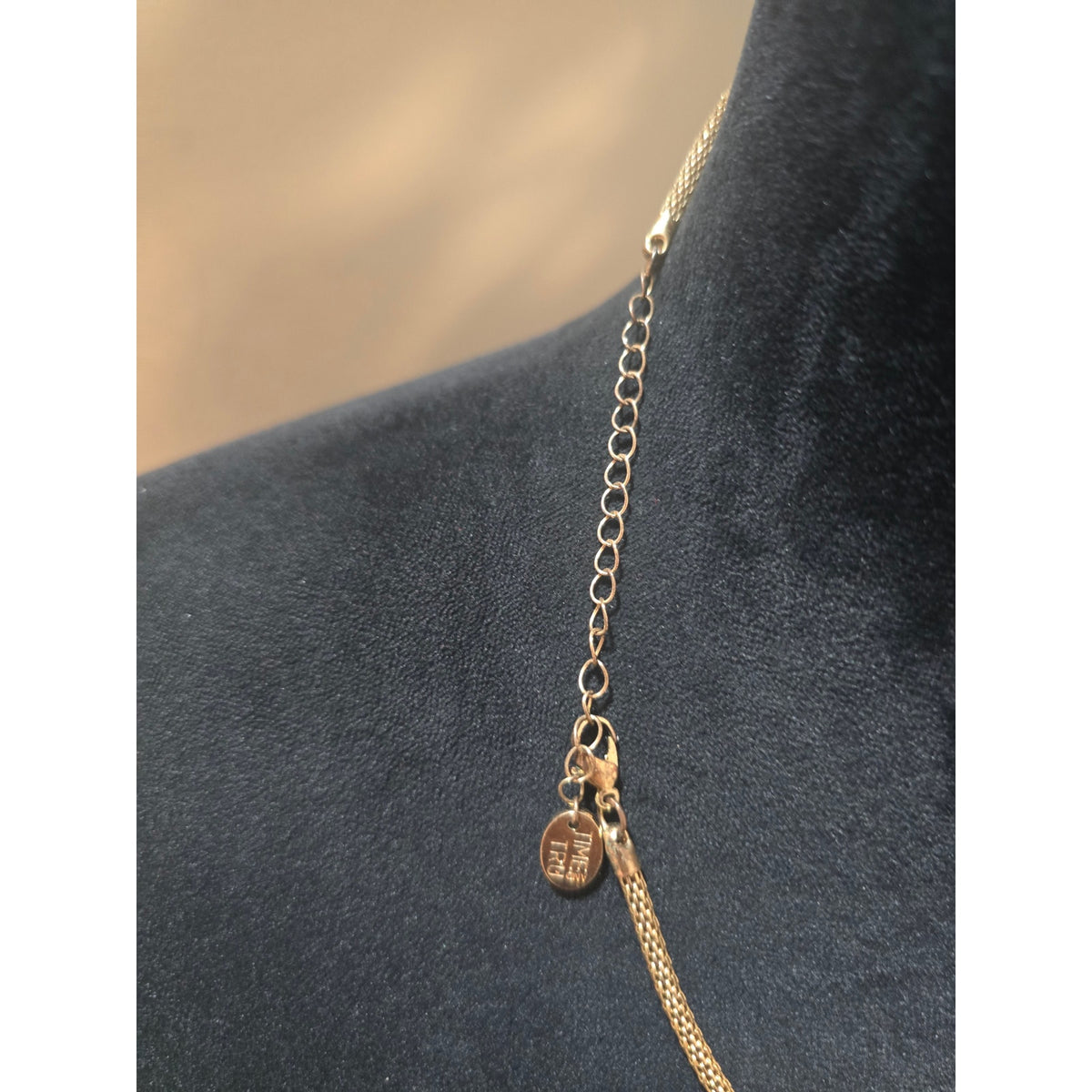 Time and Tru Gold Chain Statement Necklace Lobster Clasp And Crystal Accents