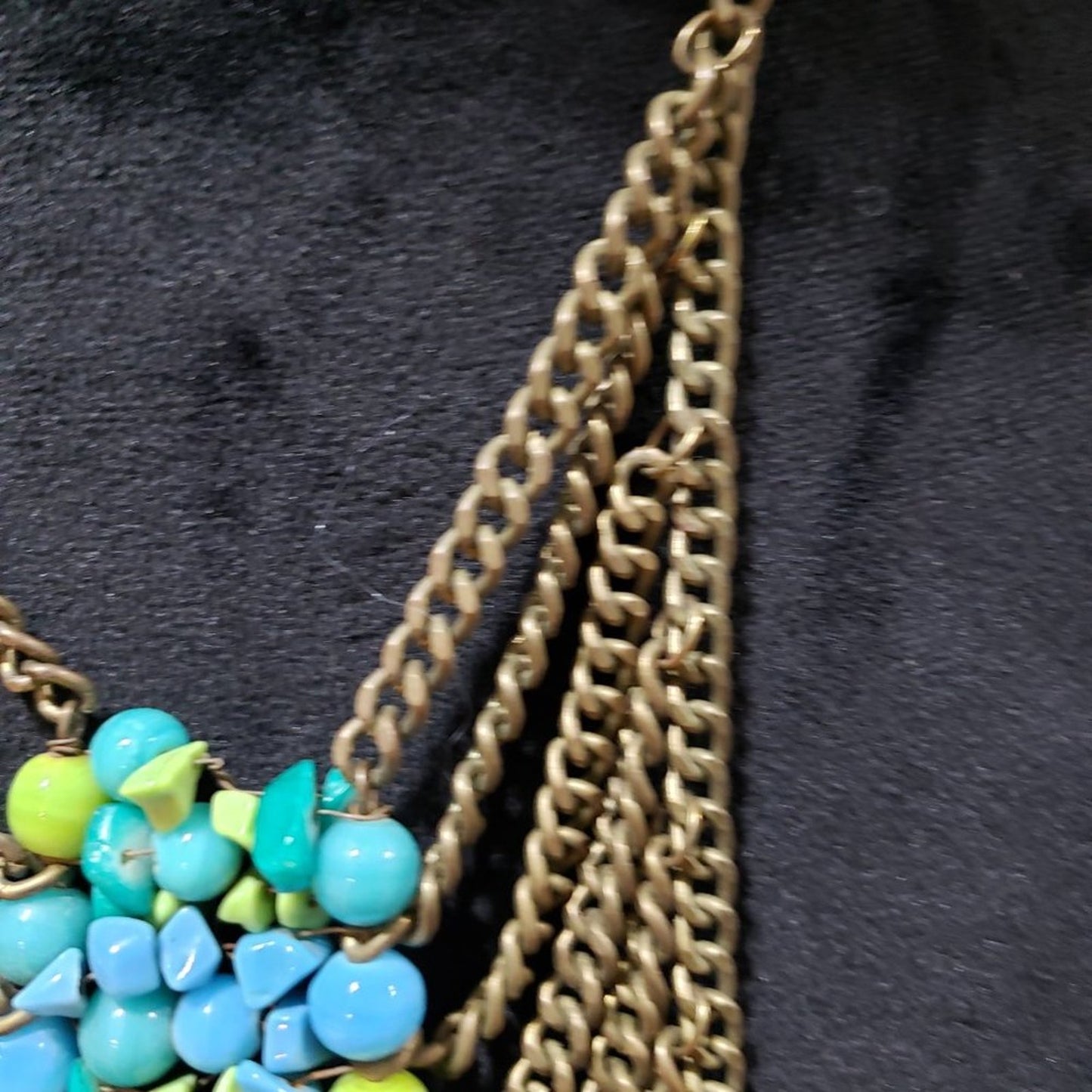 India Womens Turquoise & Gold Multi Strand Maldives Necklace with Lobster Clasp
