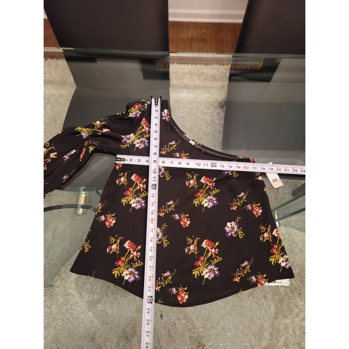 BP. Nordstrom Blouse Top Women's Small Black Floral Classic One Shoulder Neck