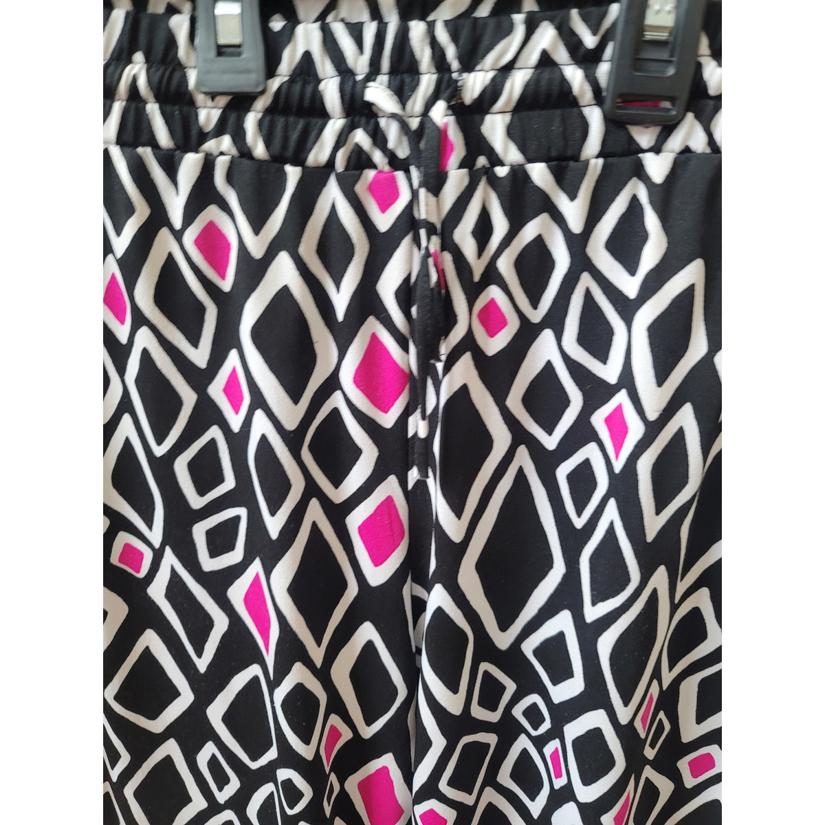 New Directions Petite Wide Leg Pants Women's Size PXL Pink Black Geometric Print