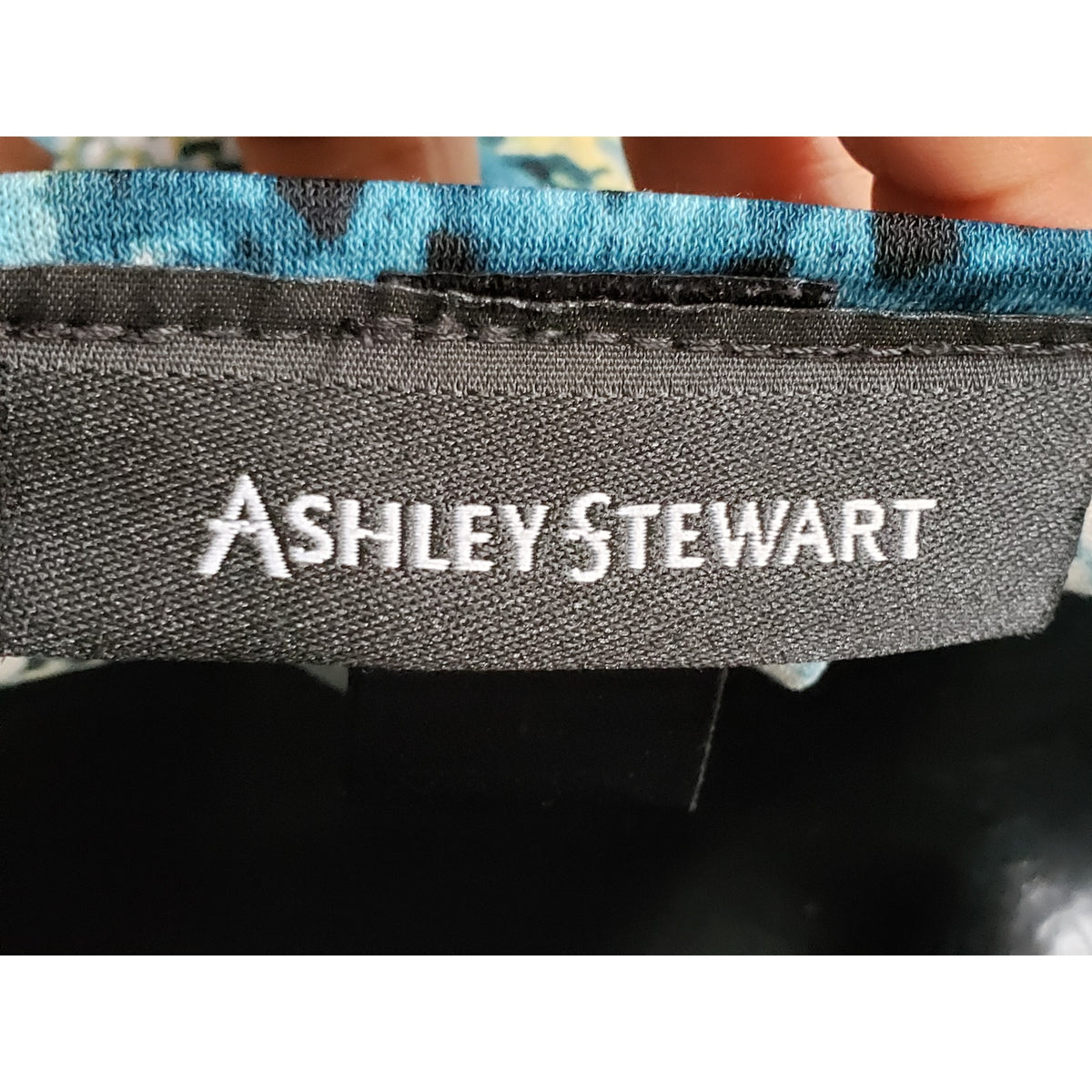 Ashley Stewart Maxi Dress Women XL Blue Black Snake Print Stretch Wrap Belted