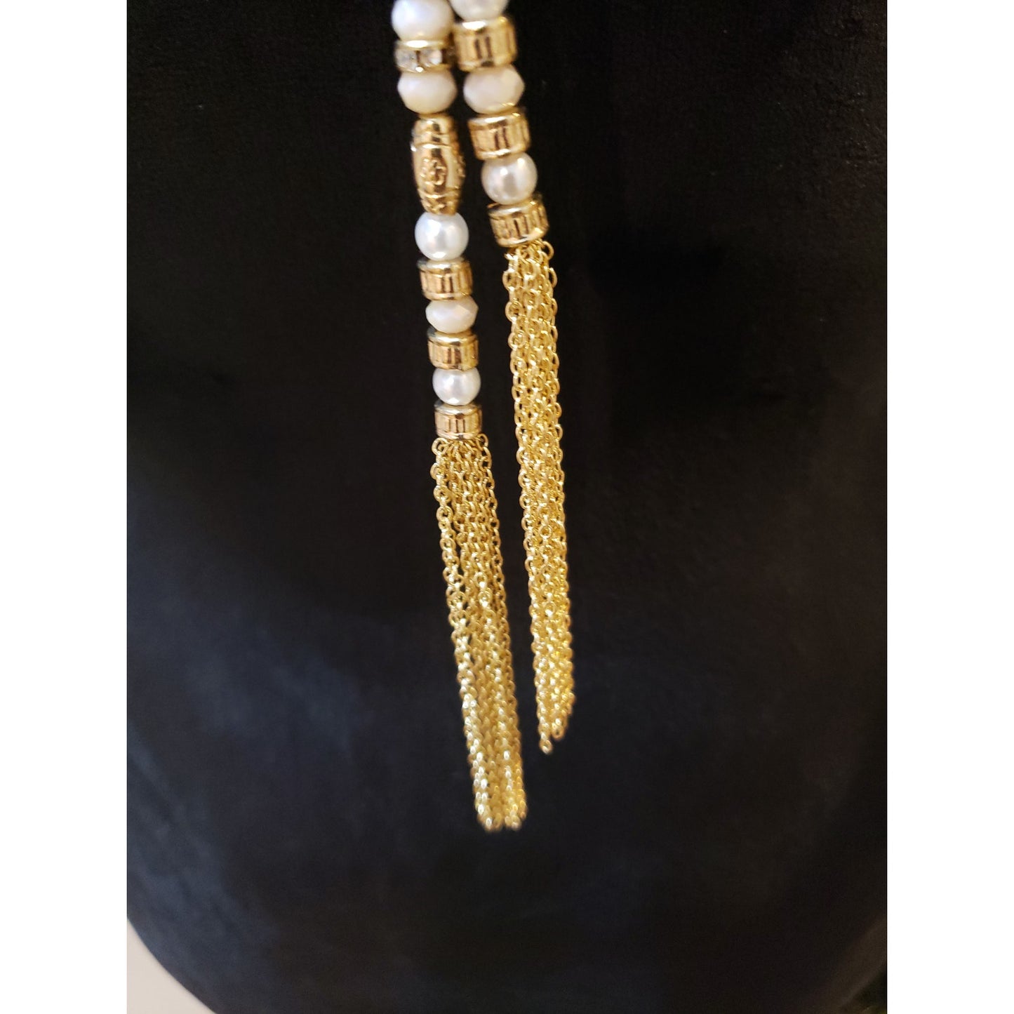 Womens Gold Tone Layered Chain Drop Tassel Necklace with Lobster Clasp 3 Pieces