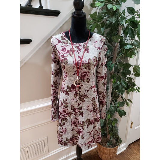 Iz Byer Womens Gray Floral Polyester Cut Out Long Sleeve Knee Length Dress XL