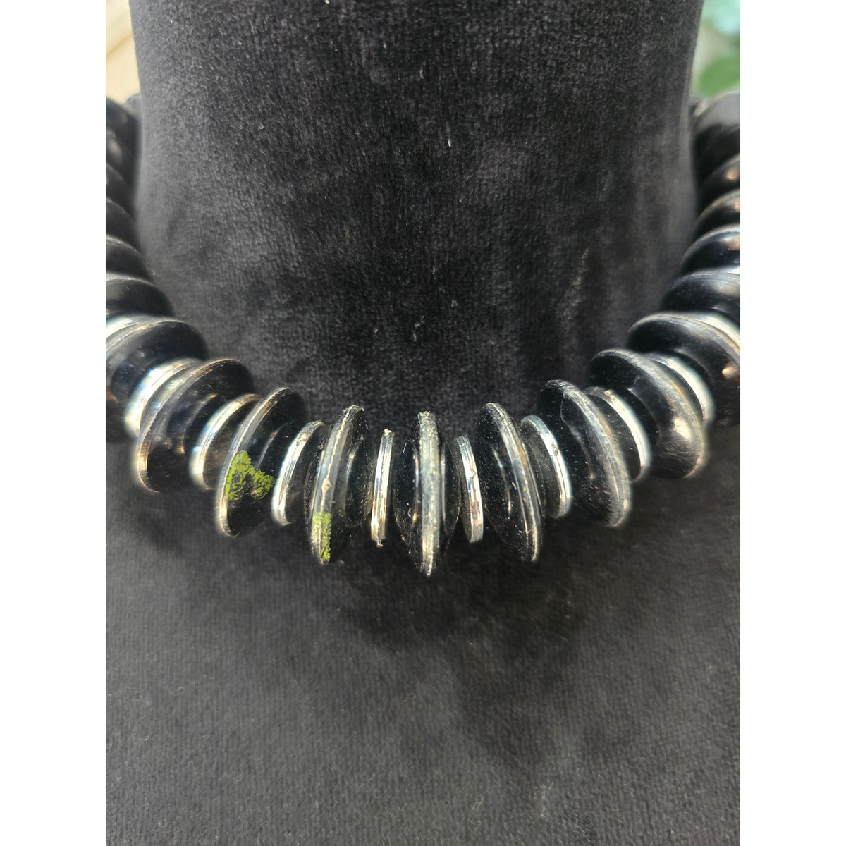 Black Silver Tone Chunky Ring Collar Statement Necklace