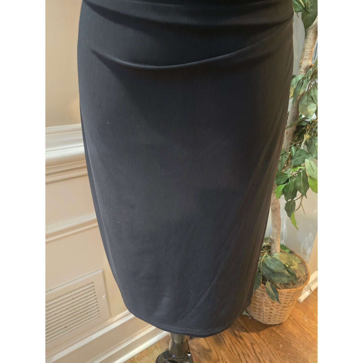 Lauren Ralph Lauren Cocktail Dress Women SZ 14 Black Faux Wrap Boat Neck Keyhole