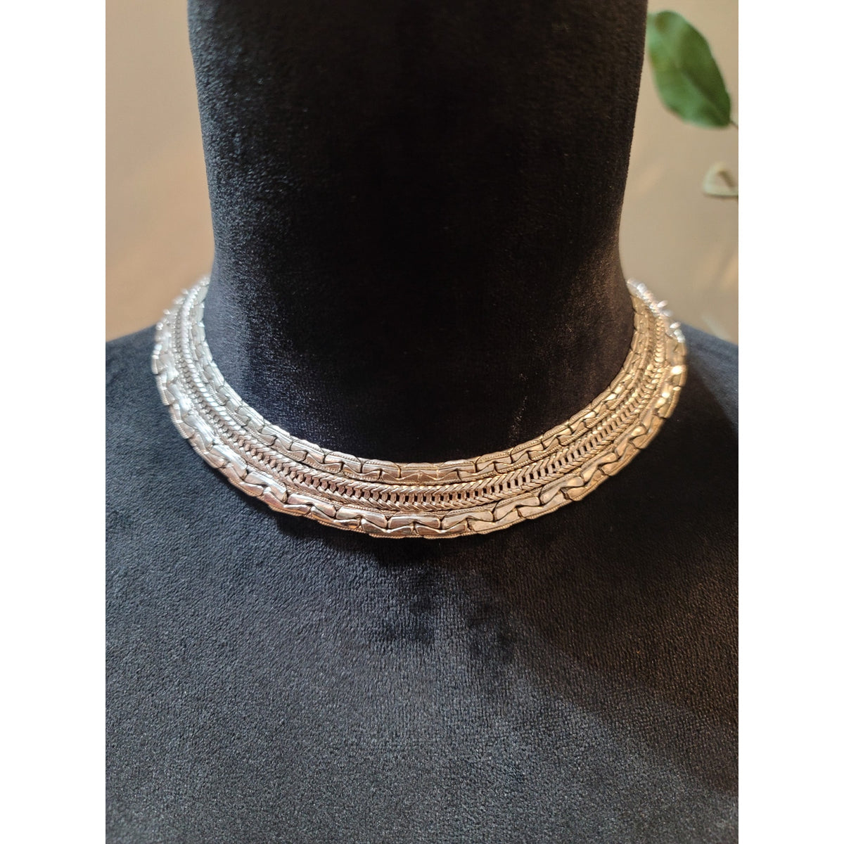 Women's Sleek Silver Multi-Strand Necklace with Statement Clasp Elegant Design