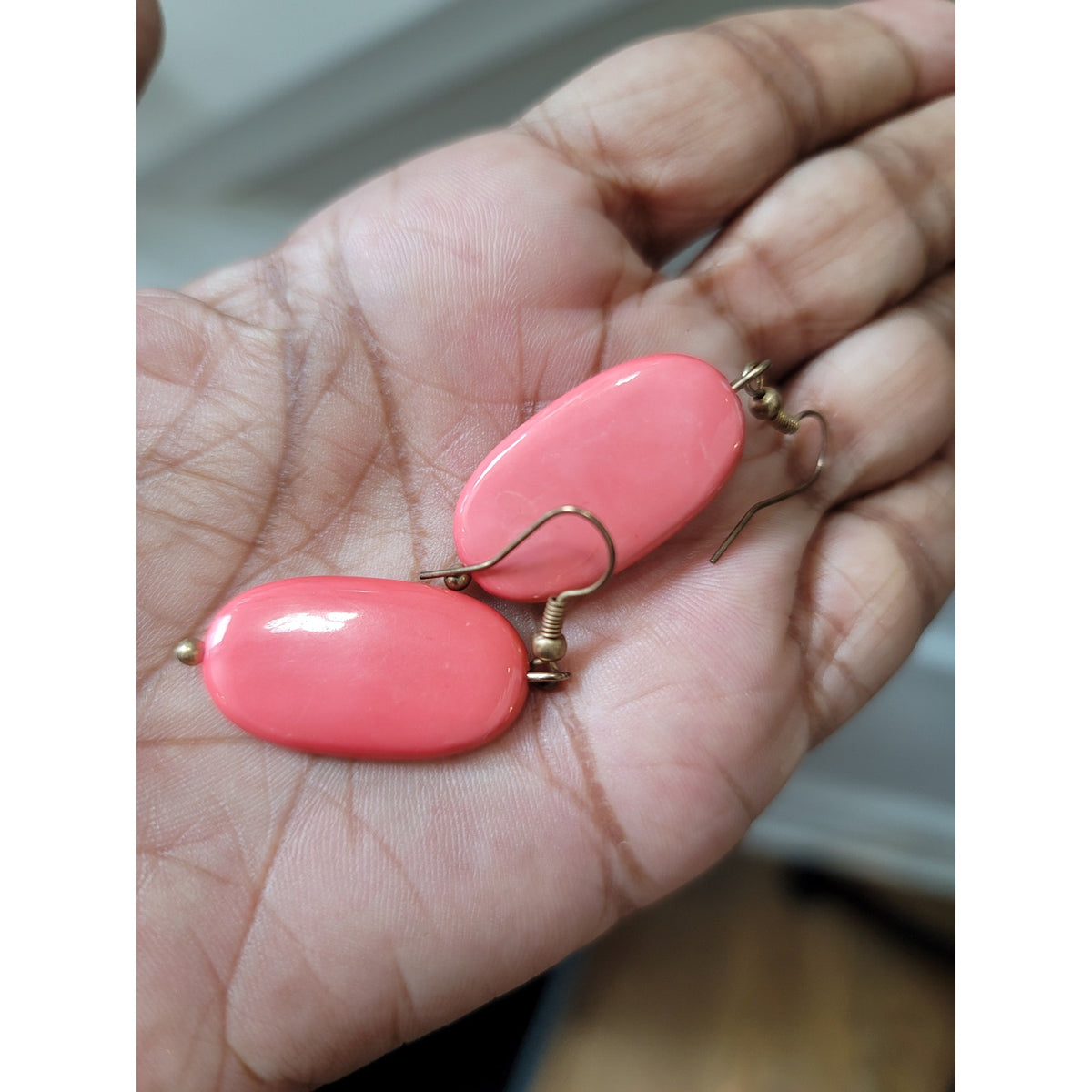 Women's Coral Floral Necklace and Earring Set with Gold Chain and Flower Accents