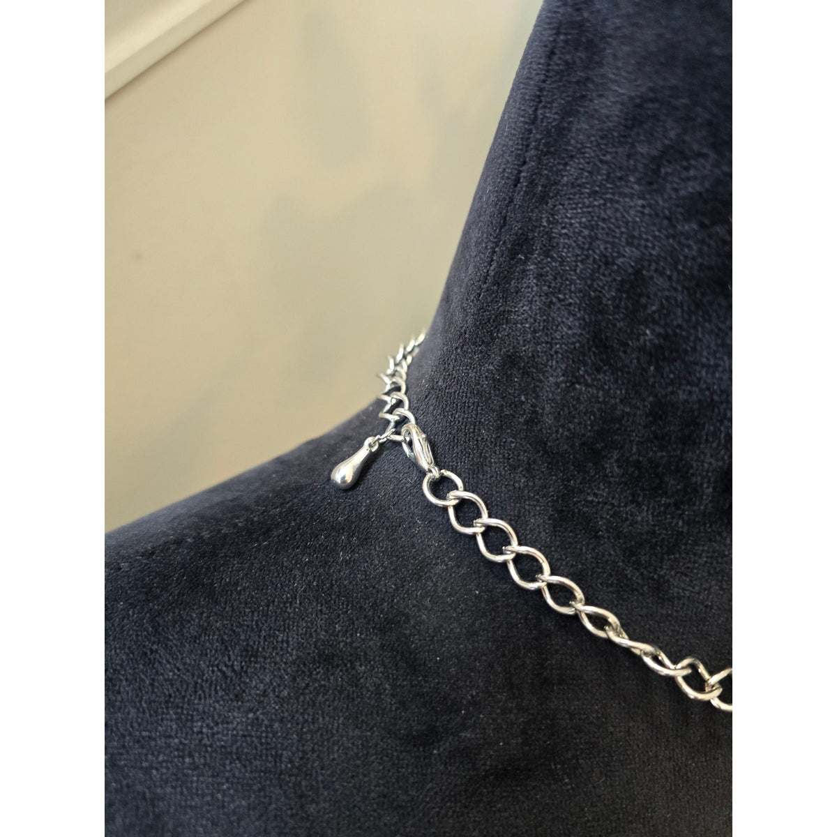 Silver Tone Woven Fan Bib Necklace with Faux Pearl Accents