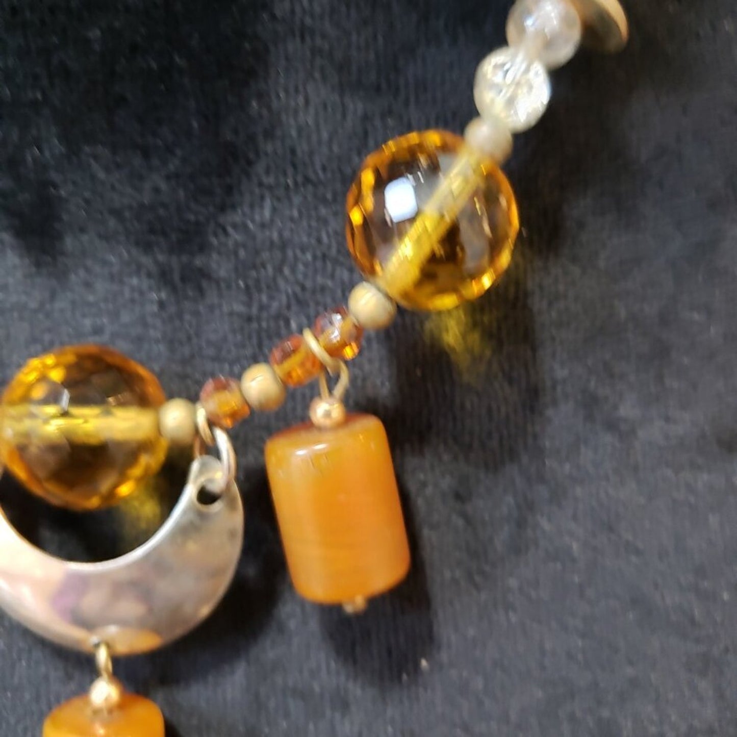 Women's Yellow Agate and Jasper Glass Charms Necklace Jewelry with Lobster Clasp