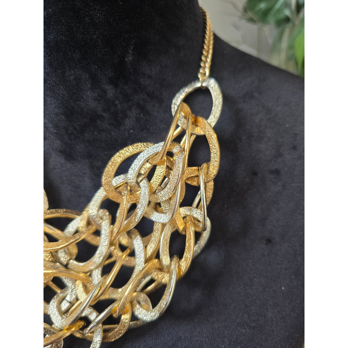 Gold Silver Multi Chain Statement Necklace