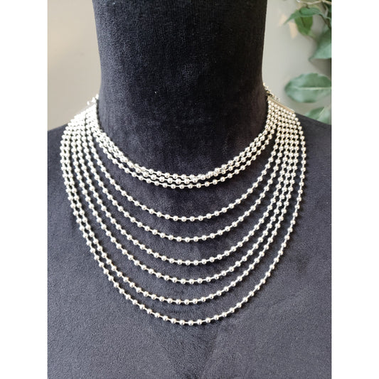 Women's Statement Necklace Silver Tone Multi Strand Beaded Lobster Clasp Jewelry