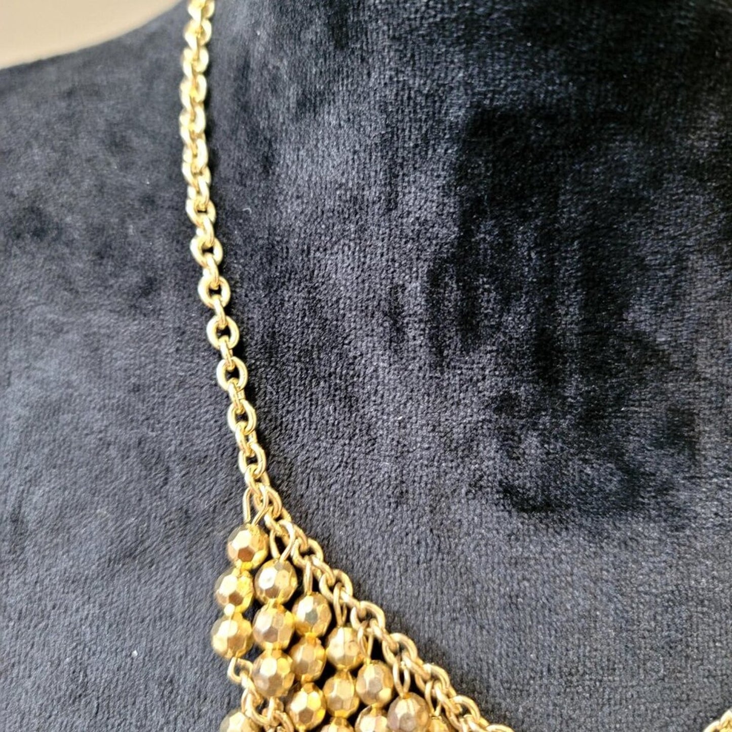 Womens Gold Tone Multiple Drop Layered Bead Necklace Jewelry with Lobster Clasp