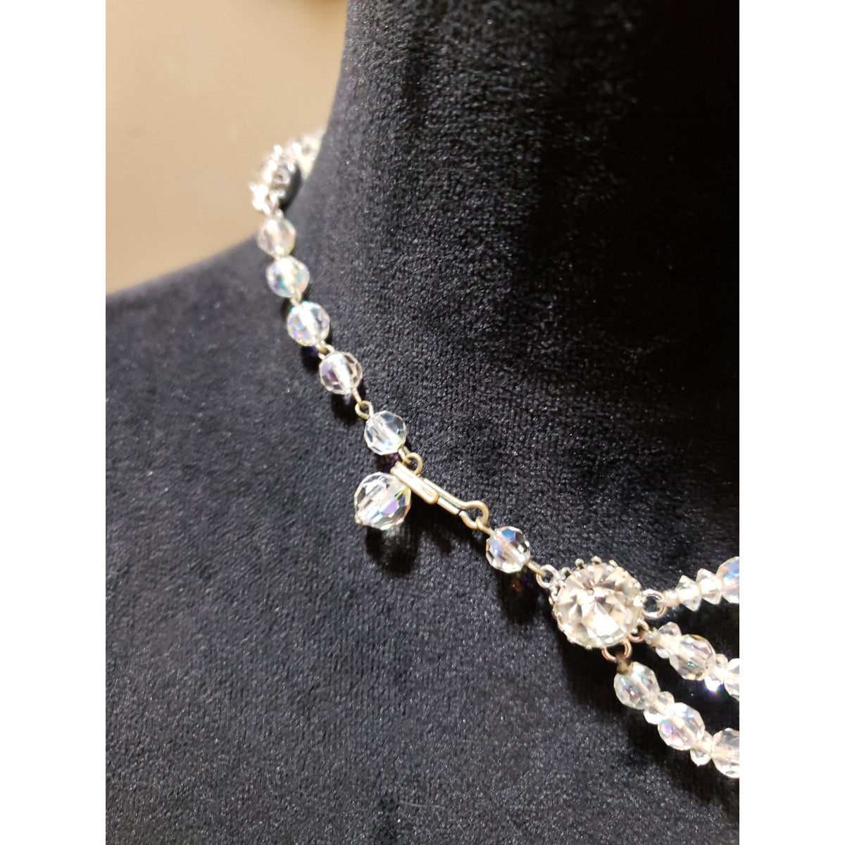 Women Fashion 4 Strand Aurora Borealis Rainbow Crystal Beaded Statement Necklace