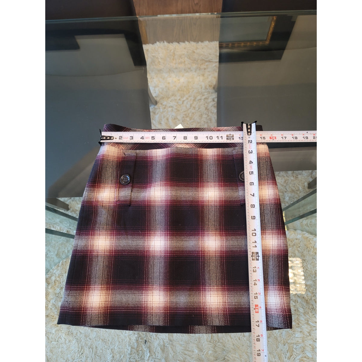 Loft Ann Taylor Mini Skirt Women's Size 2p Multicolor Plaid Lined Faux Pockets