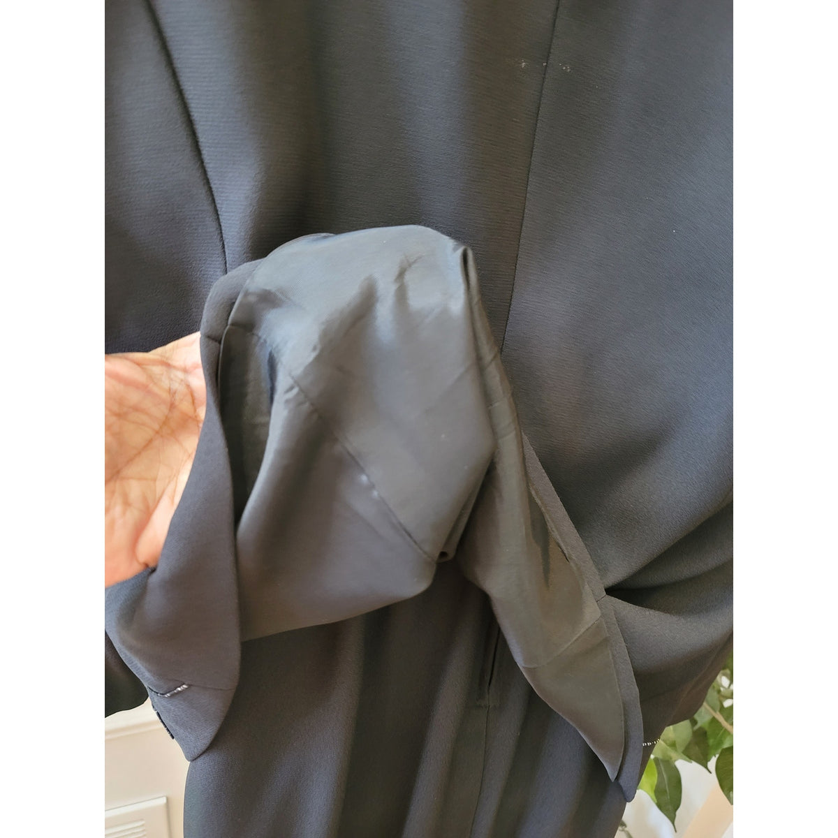 Why Skirt Suit Women's Size 16 Black Button Up Front Back Slit Fully Lined