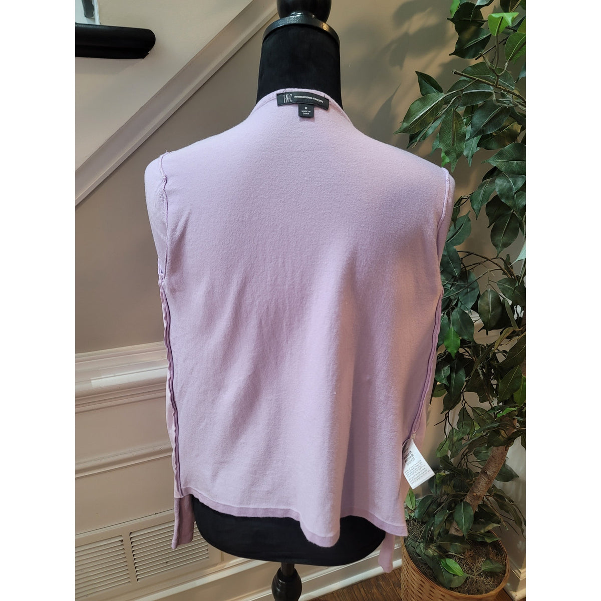 International Concepts Draped Jacket Womens Medium Purple Open Front Long Sleeve