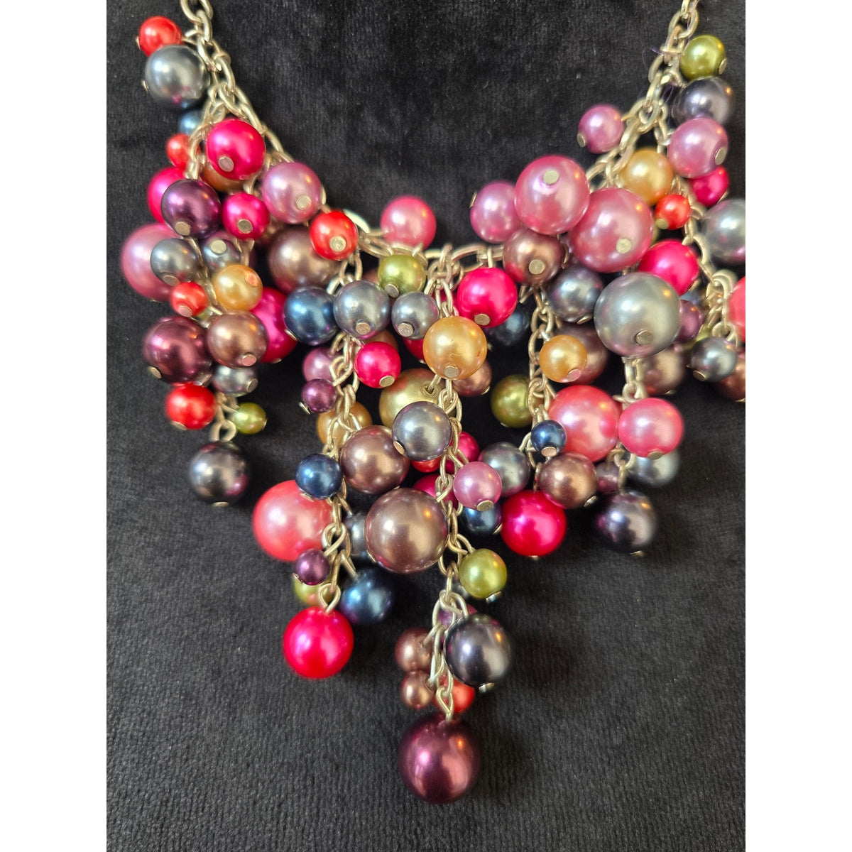 Multicolor Cluster Beaded Statement Necklace