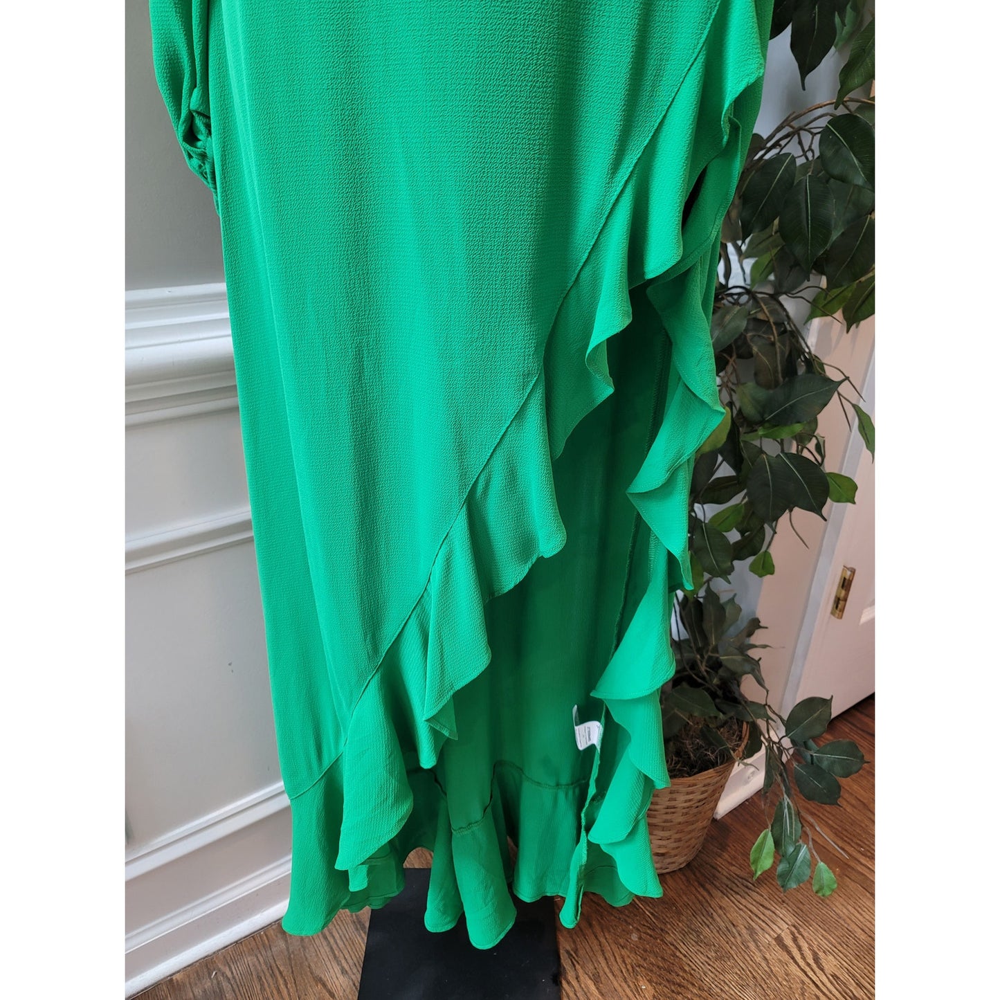 SHEIN Dress Women XS Green Ruffle Asymmetrical Off Shoulder Party Sexy