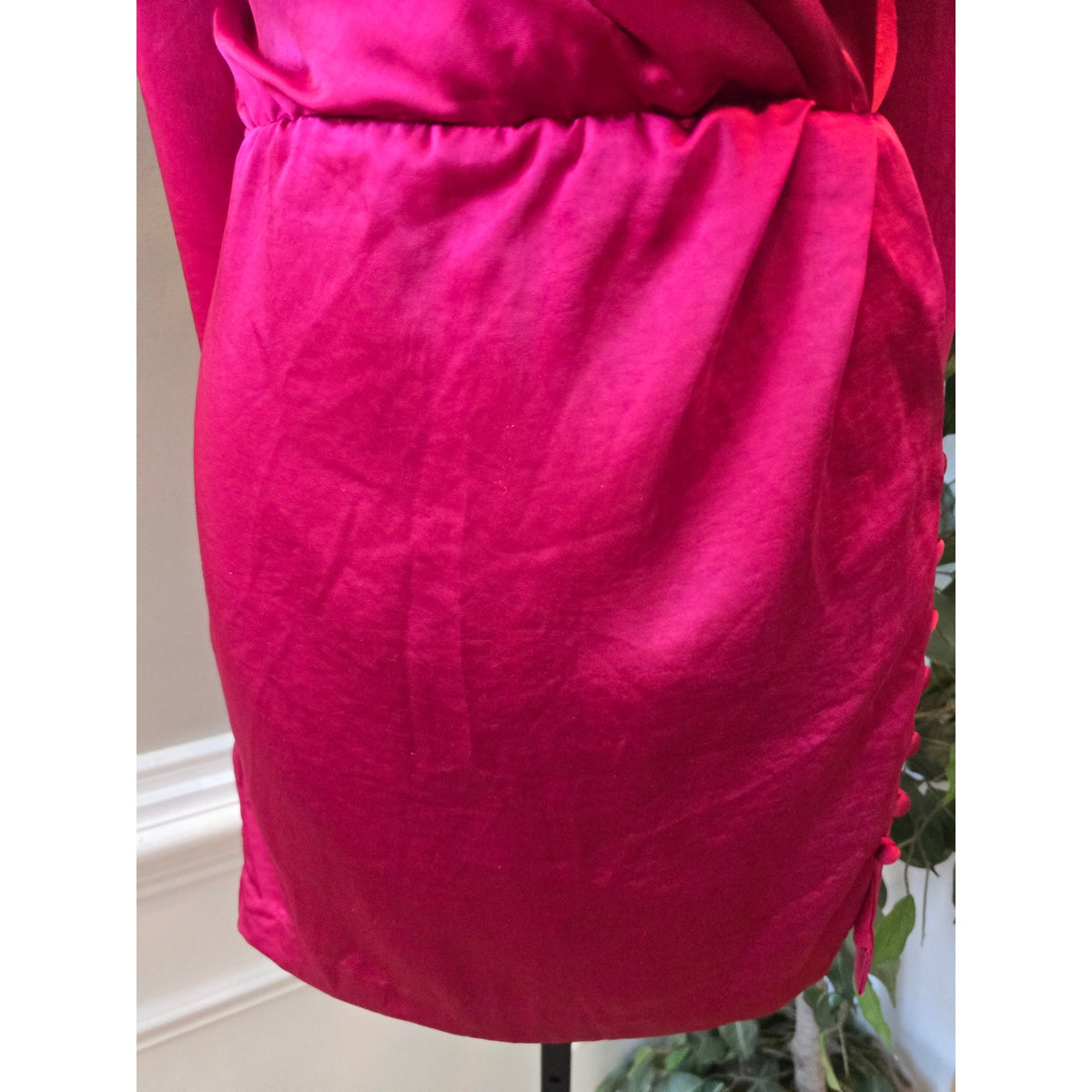 Endless Ross Mini Dress Women's Small Fuchsia Pink 100% Polyester Long Sleeves
