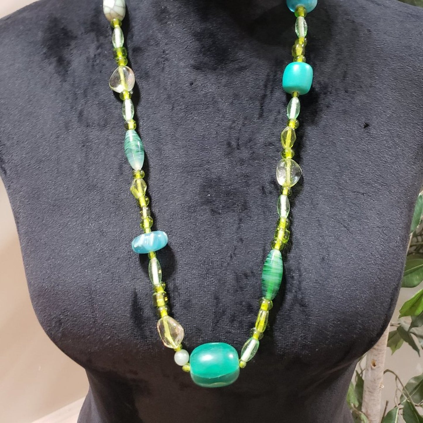 Women's Vintage Murano Glass Beaded with Lobster Clasp Long Necklace
