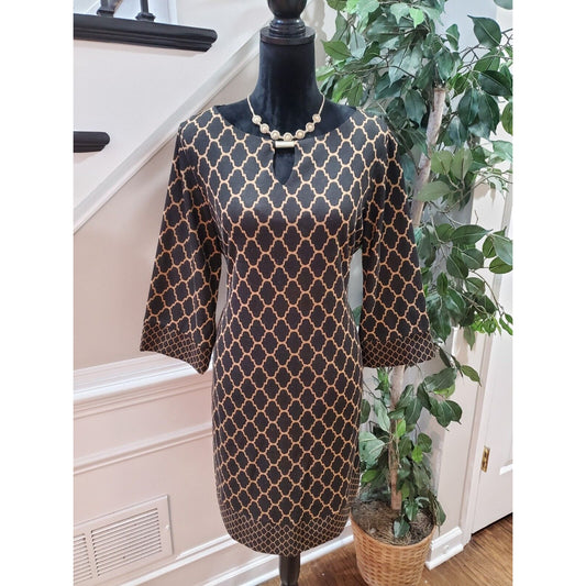 Ronni Nicole Women's Black Polyester Round Neck Long Sleeve Knee Length Dress 12