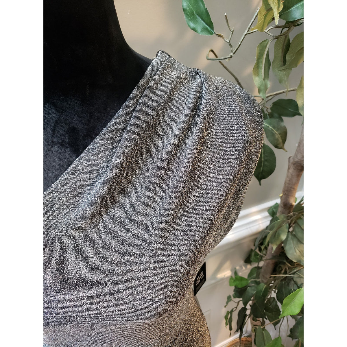 Express Dress Women M Silver Metallic One Shoulder Ruched Bodycon Party NWT