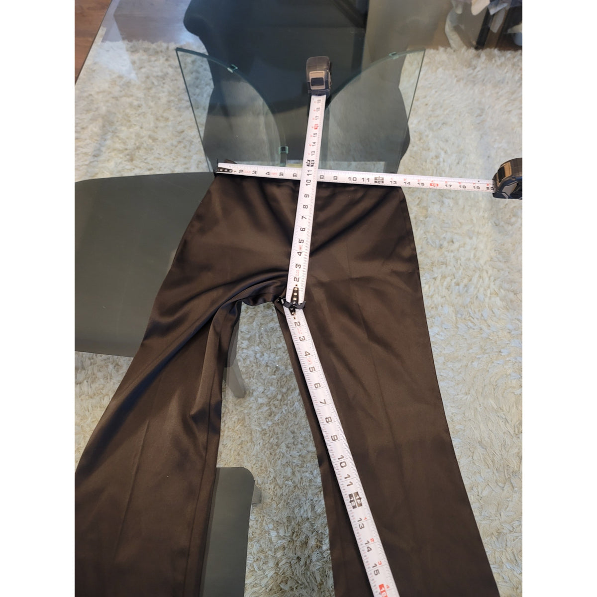 A. Byer Dress Pants Women's Size 5 Black Satin Flat Front Flare Leg Work Slacks