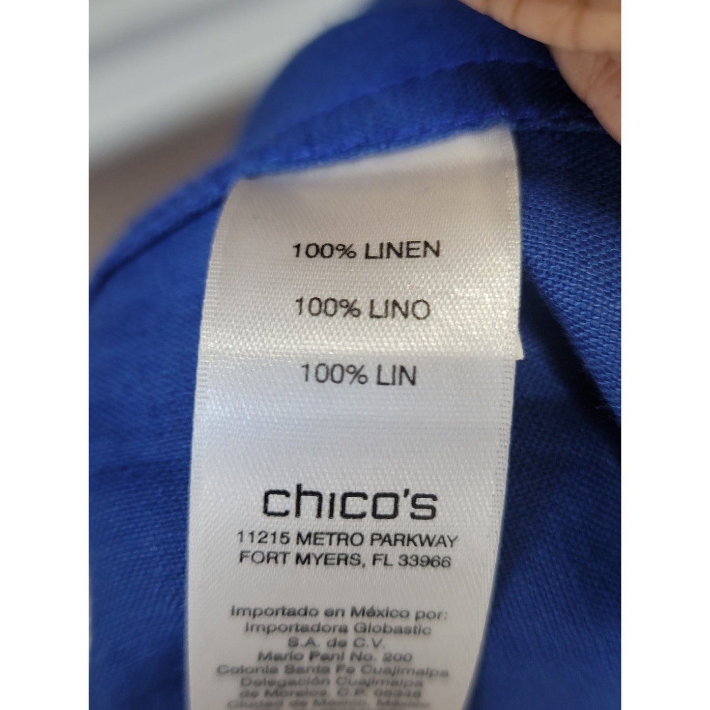 Chico's Linen Button Front Tunic Shirt Women's Size 1 Medium Blue Long Sleeves