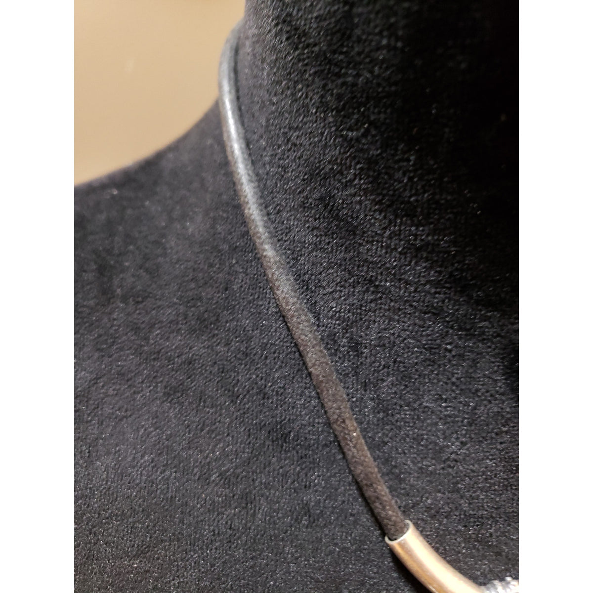 Womens Fashion Bohemian Celestial Two Tone Round Pendant Black Cord Necklace