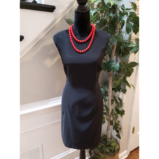 Alyx Women Black Solid Polyester Sleeveless Back Zip Knee Length Dress Petite 14