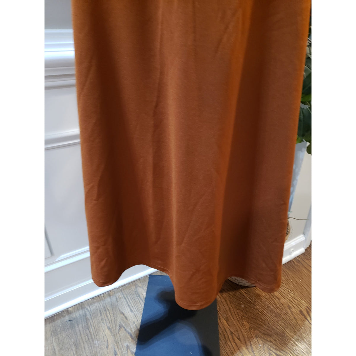 SHEIN Dress Women's XL Brown Empire Waist Double Button Detail Lantern Tie Neck
