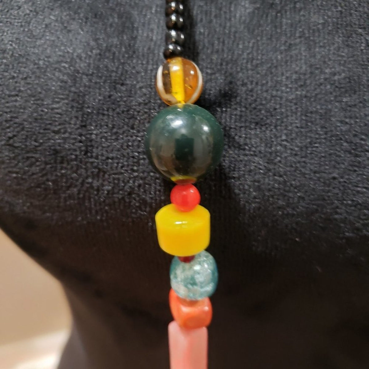 Womens Fashion Multicolor Stone Woven Seed Bead Long Necklace Jewelry Adjustable