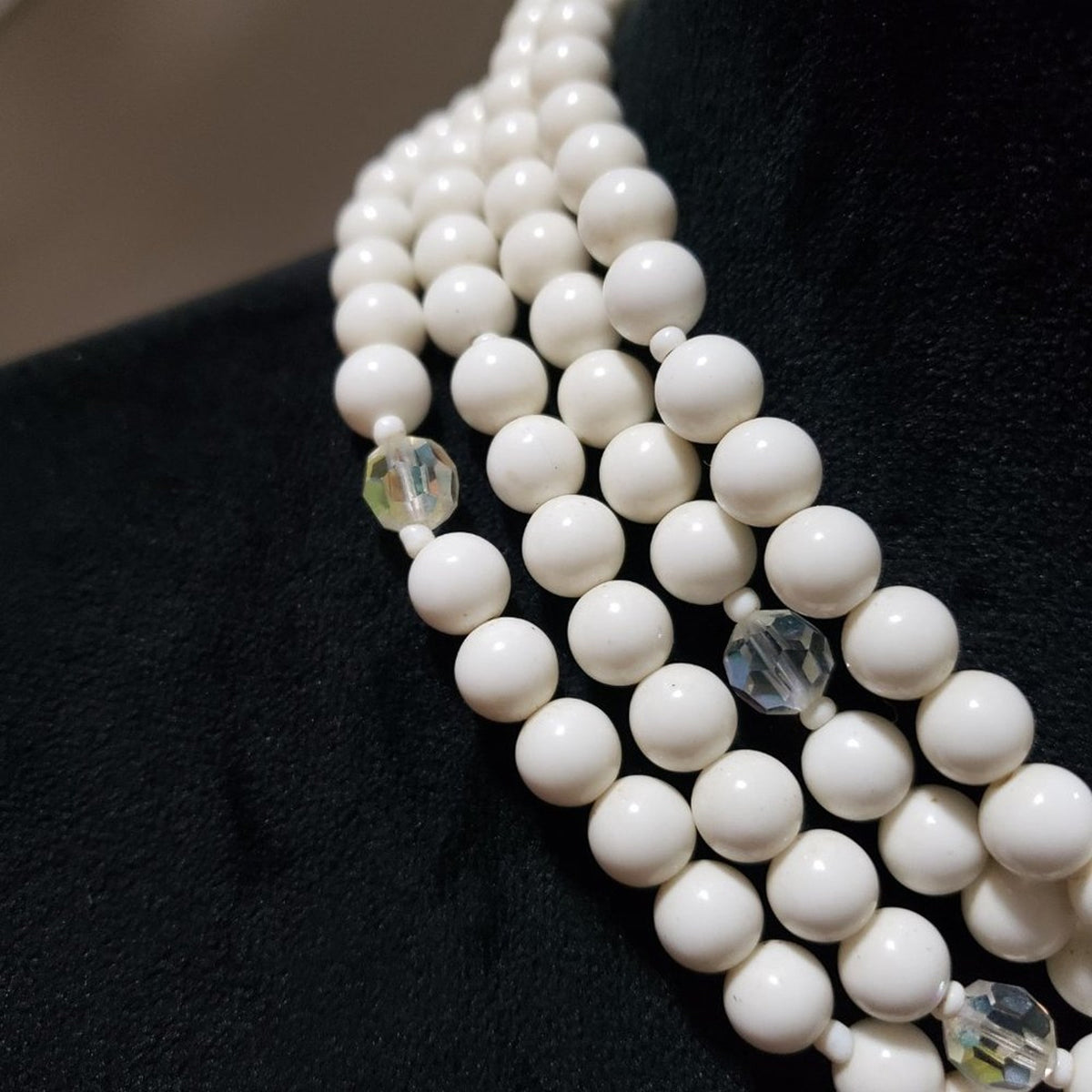 Womens Fashion White Faux Pearl 4-Layered Choker Necklace Jewelry Adjustable