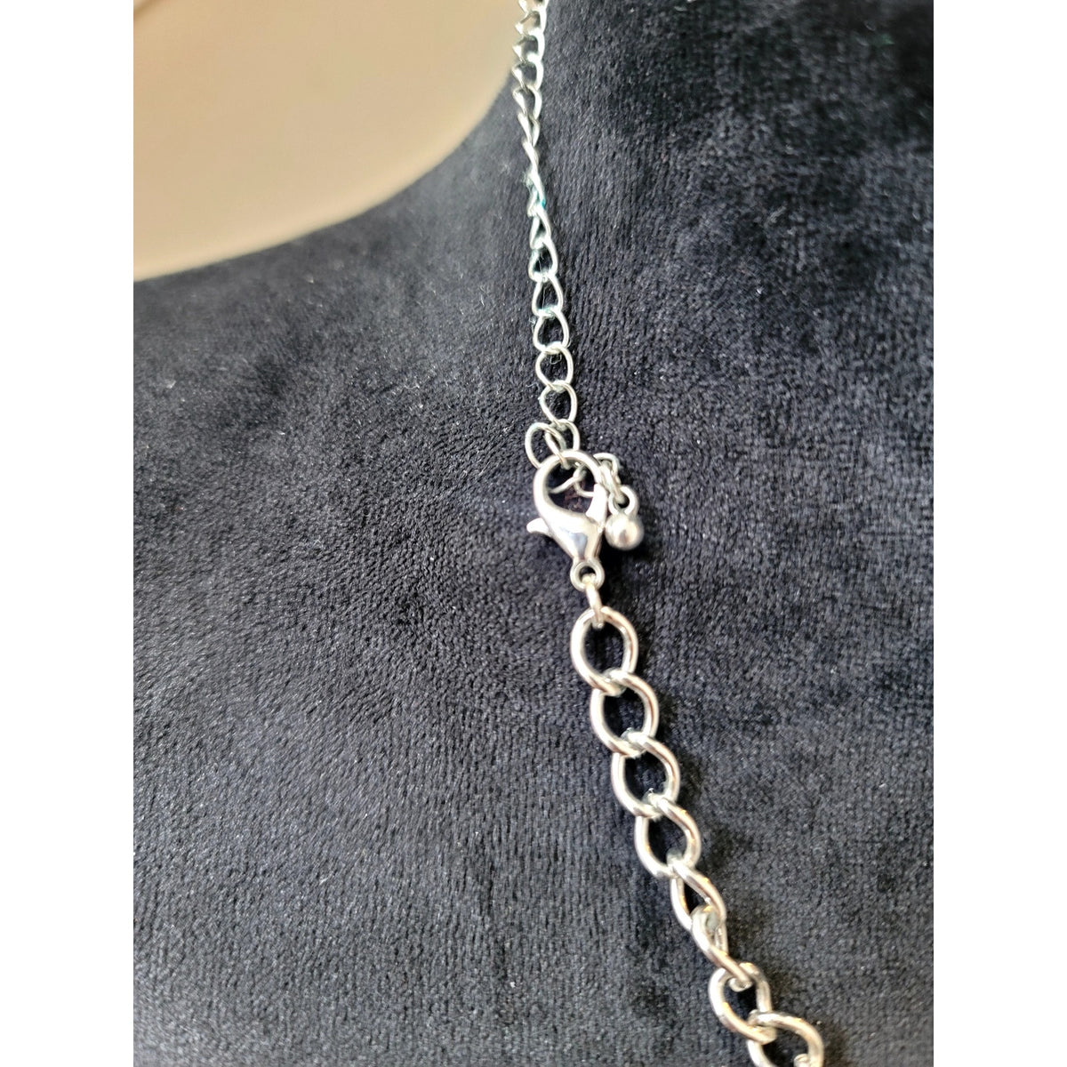 Silver Tone Pearl Cabochon Bib Statement Necklace Modern