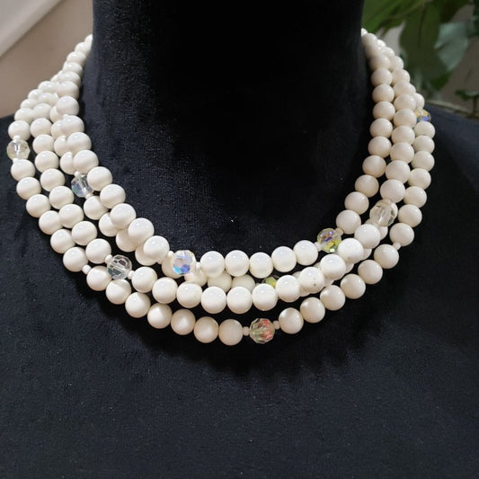 Womens Fashion White Faux Pearl 4-Layered Choker Necklace Jewelry Adjustable