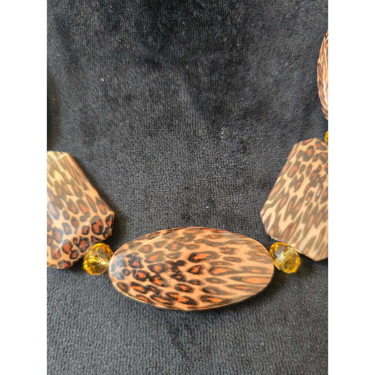 Brown Leopard Print Chunky Beaded Statement Necklace