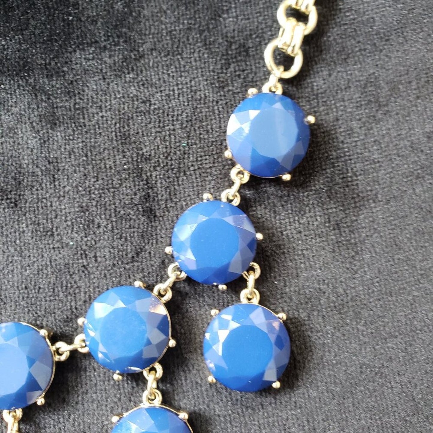 Womens Blue Beaded Silver Double Link Chain Necklace Jewelry with Lobster Clasp