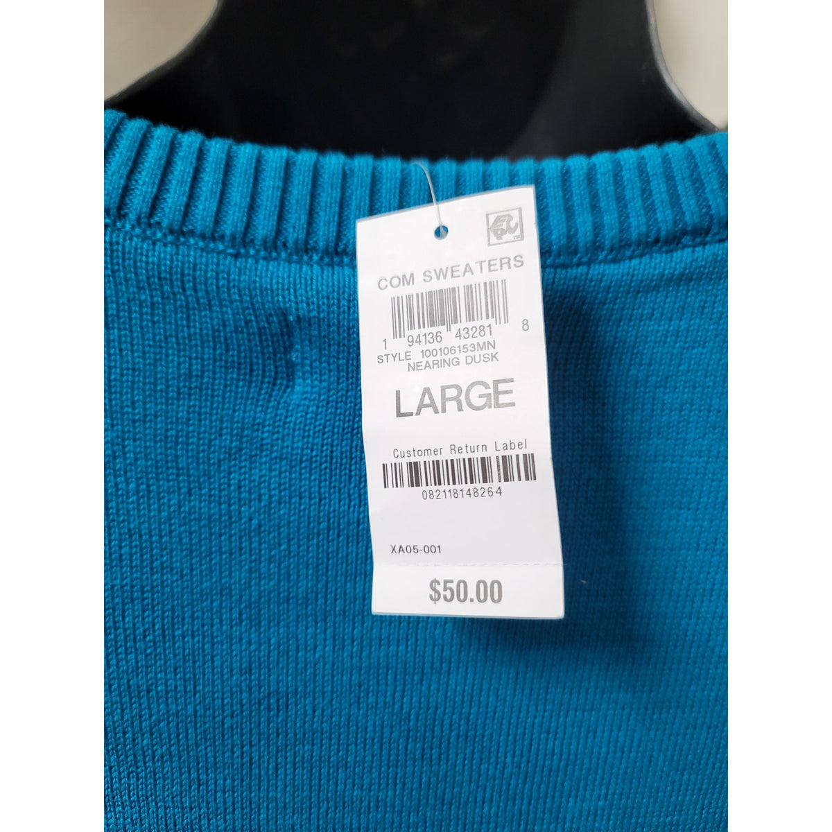 Club Room Sweater Men's Size Large Blue 100% Cotton Crew Neck Long Sleeves