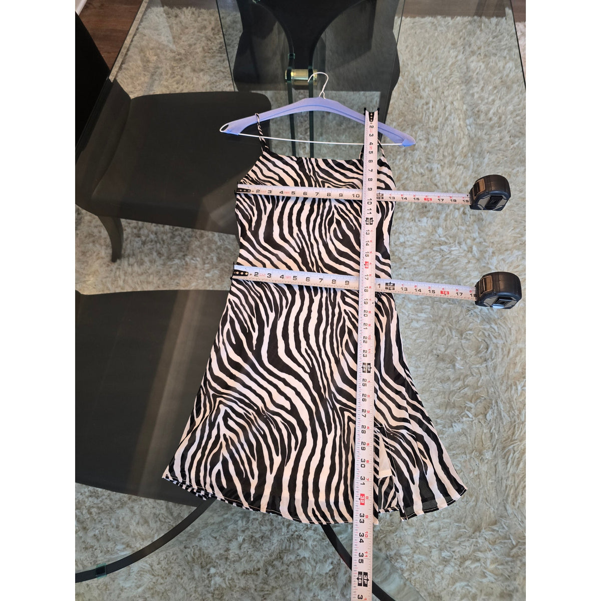 Cotton Candy La Mini Dress Women's Small White/Black Zebra Print Side Slit Lined
