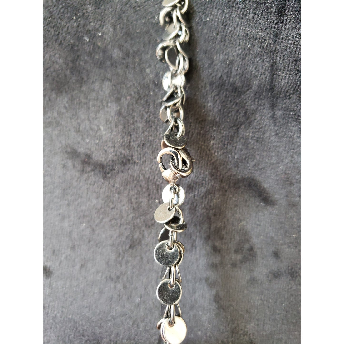 Womens Fashion Silver Tone Small Discs Link Chain Long Necklace w/ Lobster Clasp