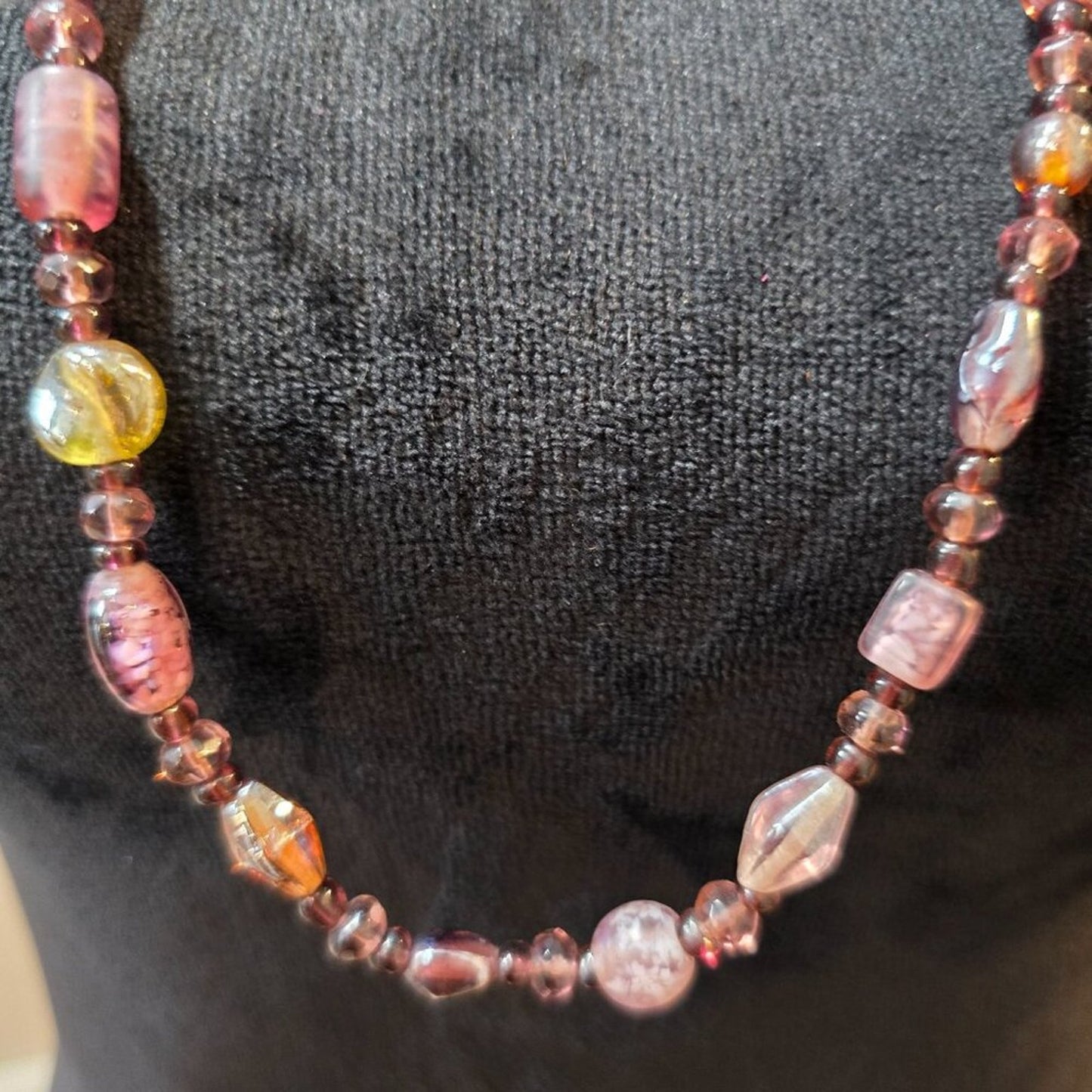 Women Fashion Pink Tourmaline & Ceramic Beaded Long Necklace with Lobster Clasp