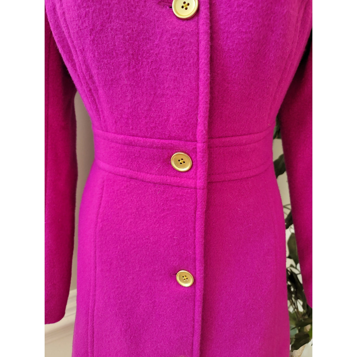 J. Crew Peacoat Women's SZ 2 Hot Pink Button Up Front Fully Lined Long Sleeve