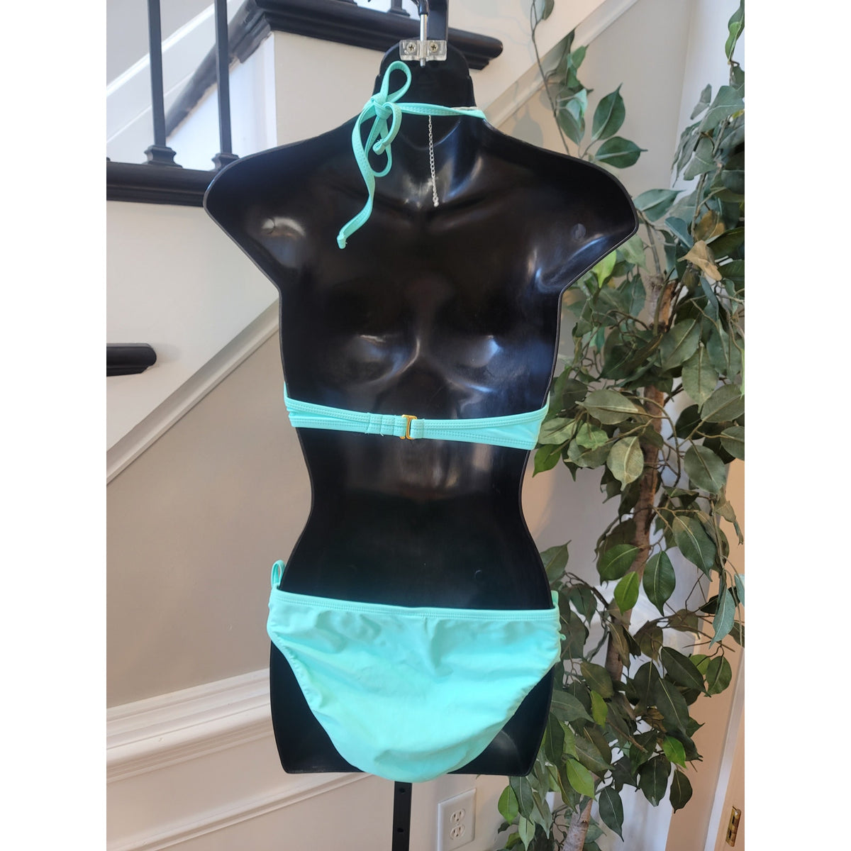 Endless Sun Bikini Set Women Large Teal Side Tie Cheeky Bottoms Twist Front