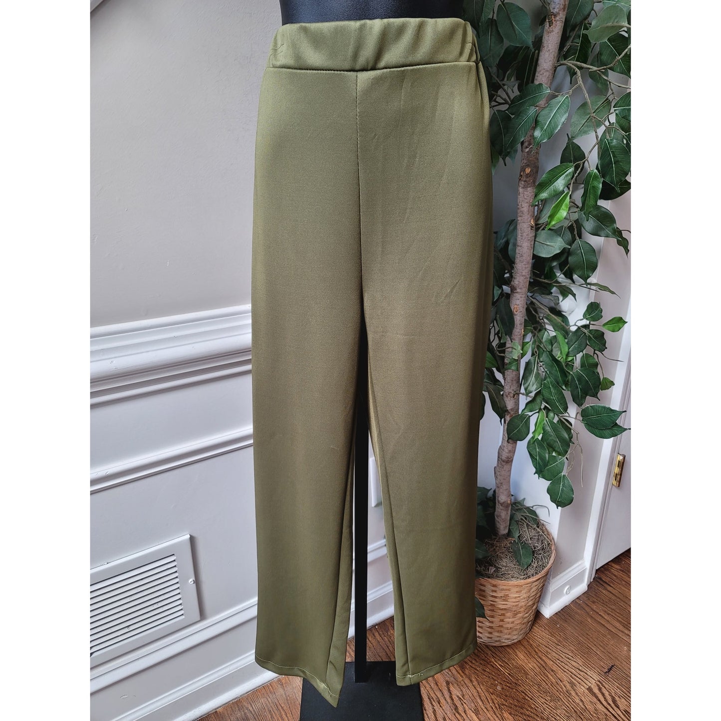 Women's 2 Piece Suit Size L Green Solid Long Sleeve Double Breasted Open Front
