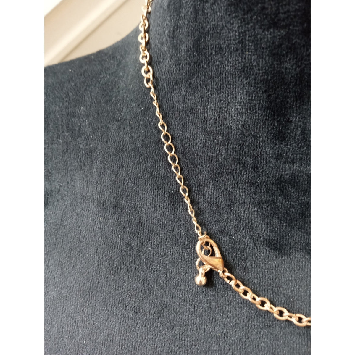 Vintage Gold Tone Scroll Statement Necklace Faux Pearl Dangle Victorian Style